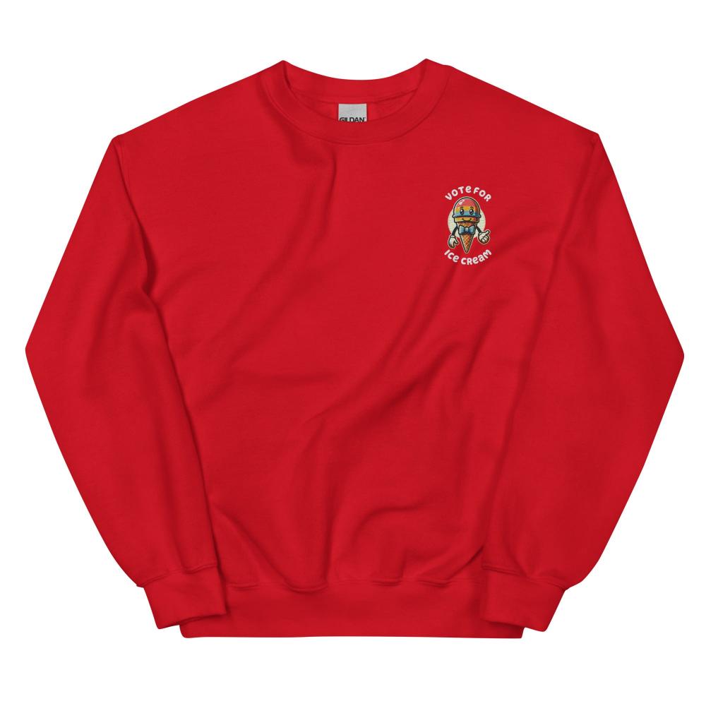 Vote For Ice Cream Embroidered Sweatshirt - Red Color - https://ascensionemporium.net